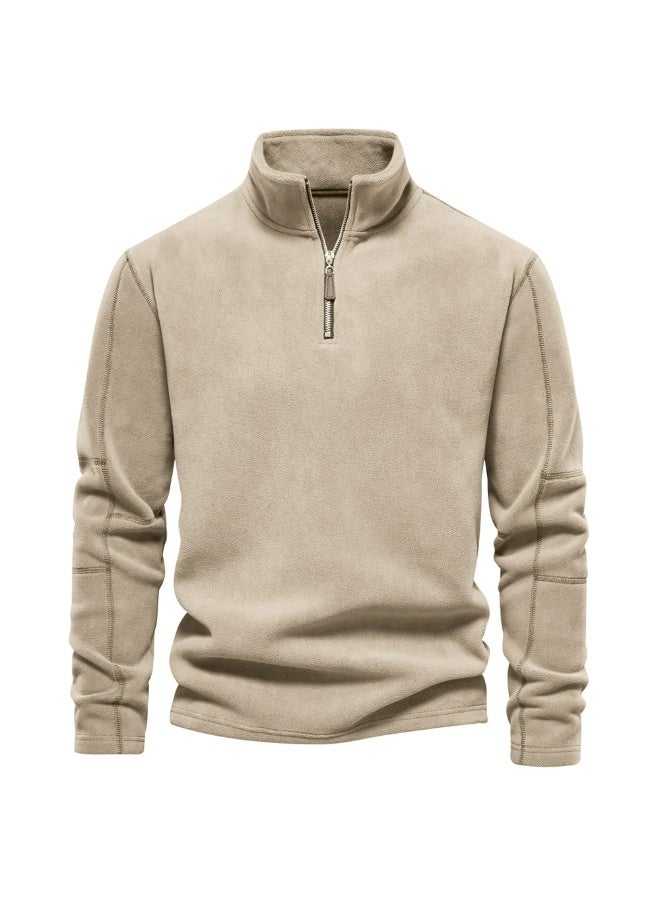 general Men's fall/winter stand-up collar half-zip long-sleeved hoodie with stand-up collar - versatile men's fleece jacket - Image 1