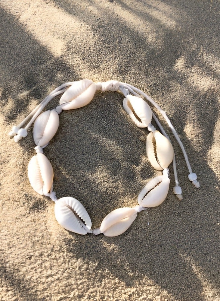 Braidise Creations 2 Pcs Exquisite Shell Beads Design Bracelet With White Adjustable Rope For Vintage Bohemian Style For Women Summer Beach - Image 1