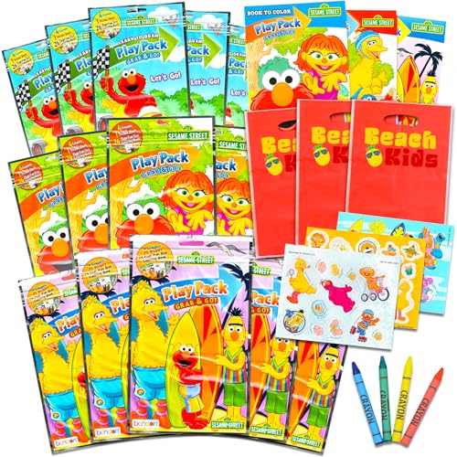 Bendon Set of 15 Kids Play Packs Bundle  Fun Party Favors Coloring Book Crayons Stickers Loot Bags Sesame Street - Image 1