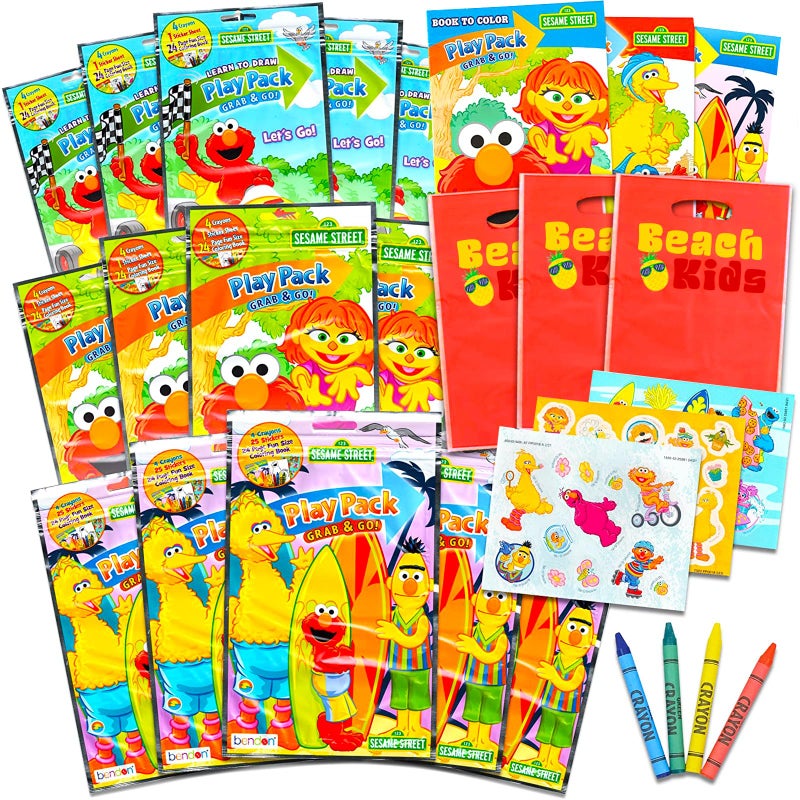 Bendon Set of 15 Kids Play Packs Bundle  Fun Party Favors Coloring Book Crayons Stickers Loot Bags Sesame Street - Image 2