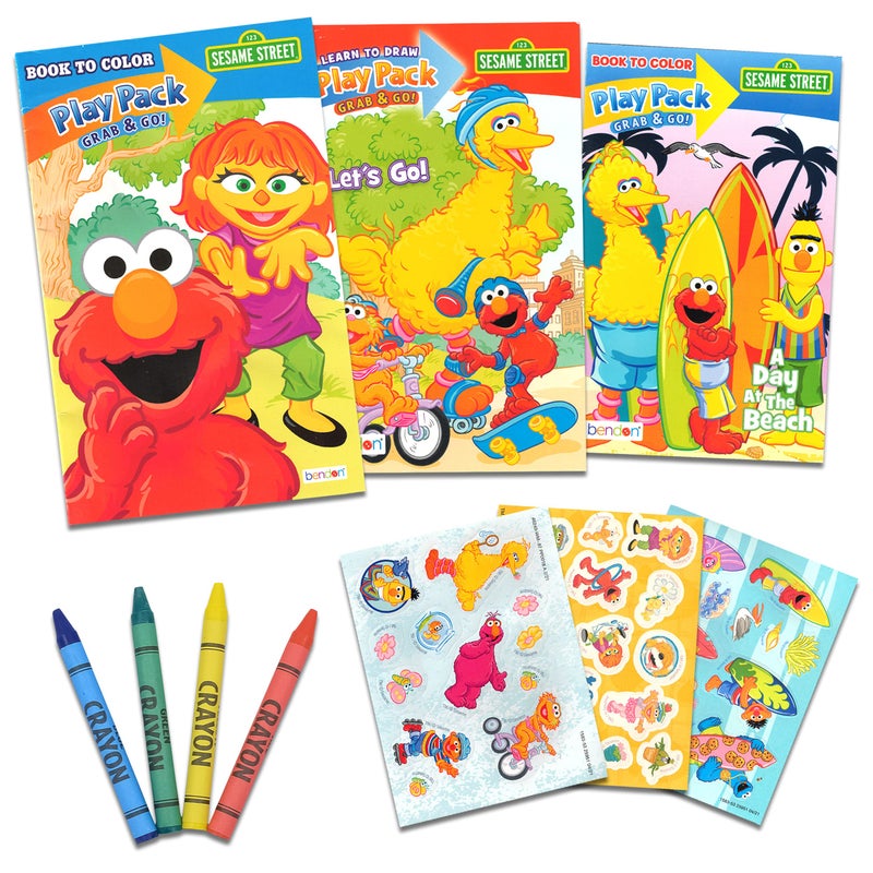 Bendon Set of 15 Kids Play Packs Bundle  Fun Party Favors Coloring Book Crayons Stickers Loot Bags Sesame Street - Image 3