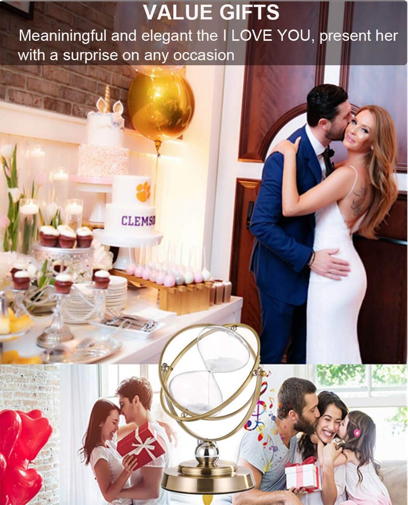 SuLiao ساعة رملية 60 دقيقة: ساعة رملية عتيقة 60 دقيقة، ساعة رملية نحاسية عتيقة 60 دقيقة، ساعة زجاجية واحدة للزينة، ساعة رملية معدنية كبيرة دوارة - Image 5