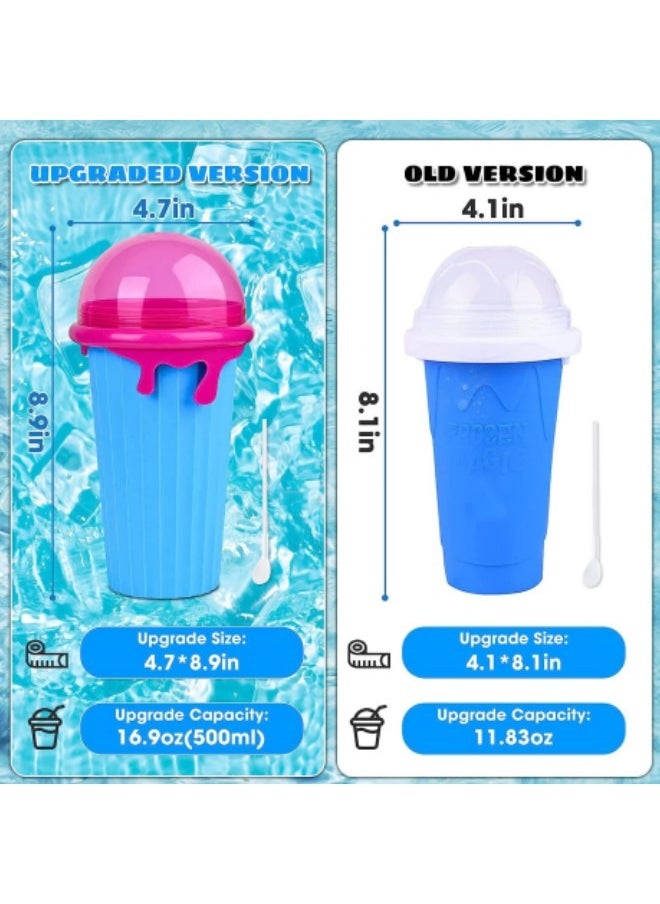 GGEROU Slushie Maker Cup Magic Quick Frozen Smoothies Cup, Portable Silica Freeze Mug Ice Cream Maker with Dome Lids, 500ml Blue  - Image 5
