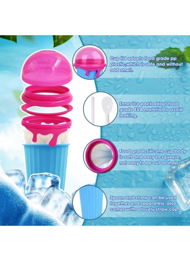 GGEROU Slushie Maker Cup Magic Quick Frozen Smoothies Cup, Portable Silica Freeze Mug Ice Cream Maker with Dome Lids, 500ml Blue  - Image 3