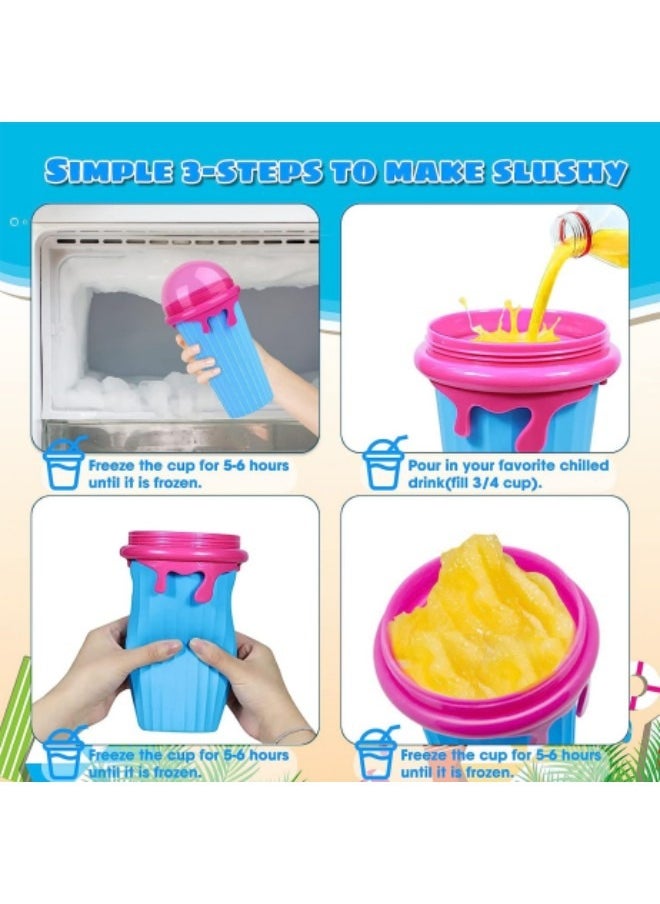 GGEROU Slushie Maker Cup Magic Quick Frozen Smoothies Cup, Portable Silica Freeze Mug Ice Cream Maker with Dome Lids, 500ml Blue  - Image 4