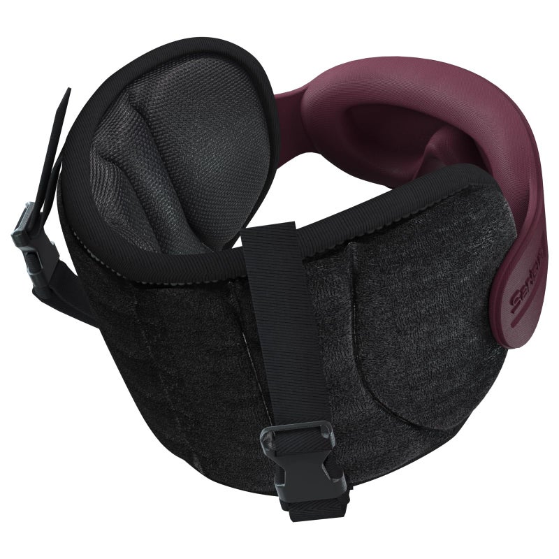 SARISUN Travel Pillows for Airplanes Airplane Pillow with BrownRed Sleep Eye Mask 360 Neck Support Headrest Portable Airplane Travel Essentials Adjustable Airplane Head Strap Stop Bobblehead