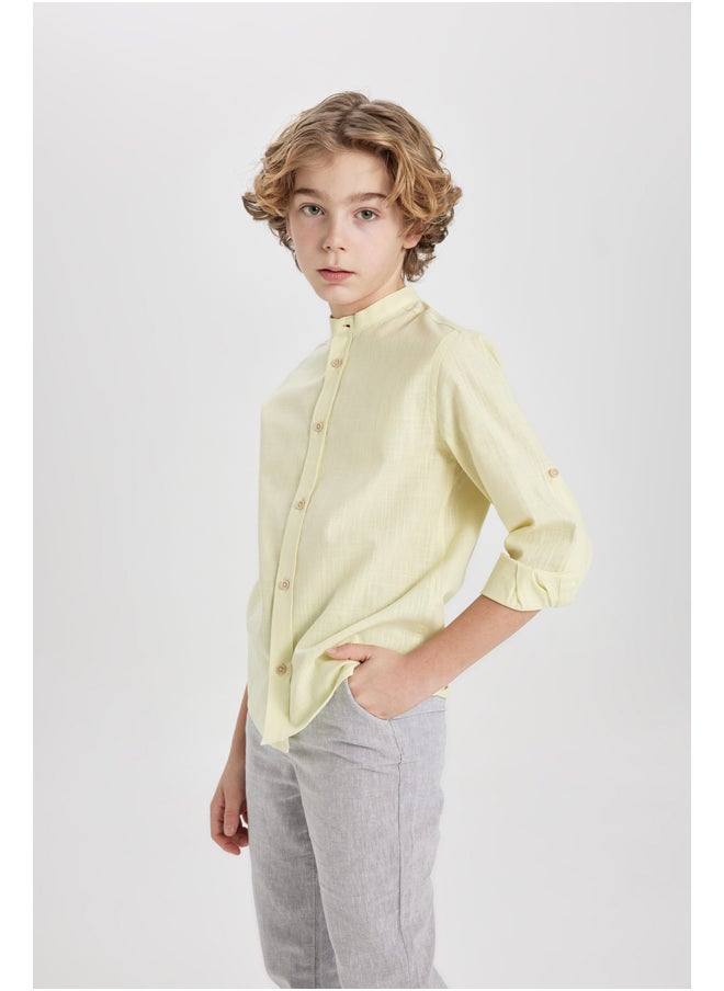 DeFacto - Boy Regular Fit Stand- Up Collar Woven Long Sleeve Shirt - Image 1