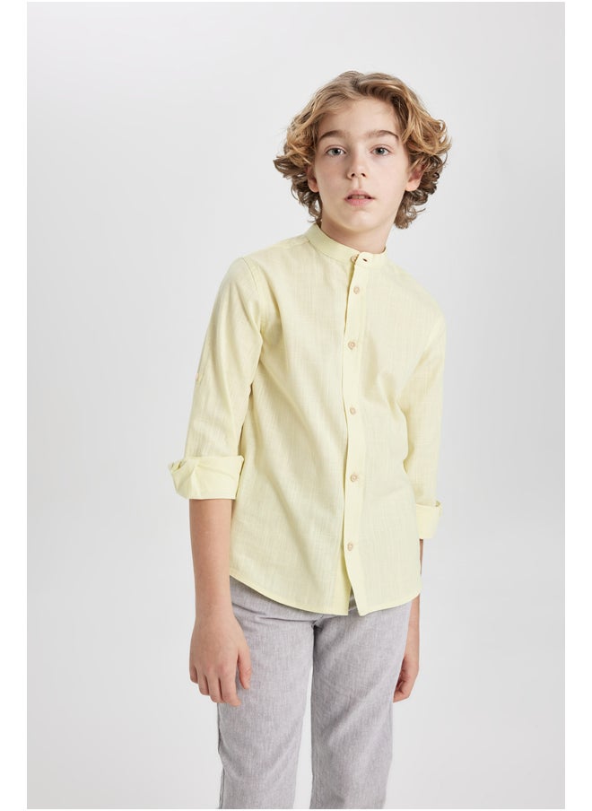 DeFacto - Boy Regular Fit Stand- Up Collar Woven Long Sleeve Shirt - Image 1