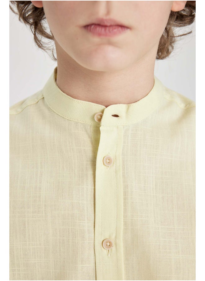DeFacto - Boy Regular Fit Stand- Up Collar Woven Long Sleeve Shirt - Image 1
