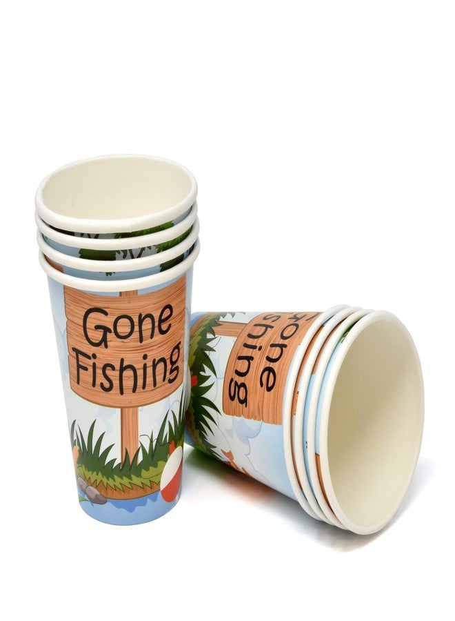 Gift Boutique 122 Pcs Gone Fishing Party Supplies Set Paper Plate Cup Napkin for Little Fisherman Camping Fish Birthday Disposable Dinnerware Serve 24 - Image 5