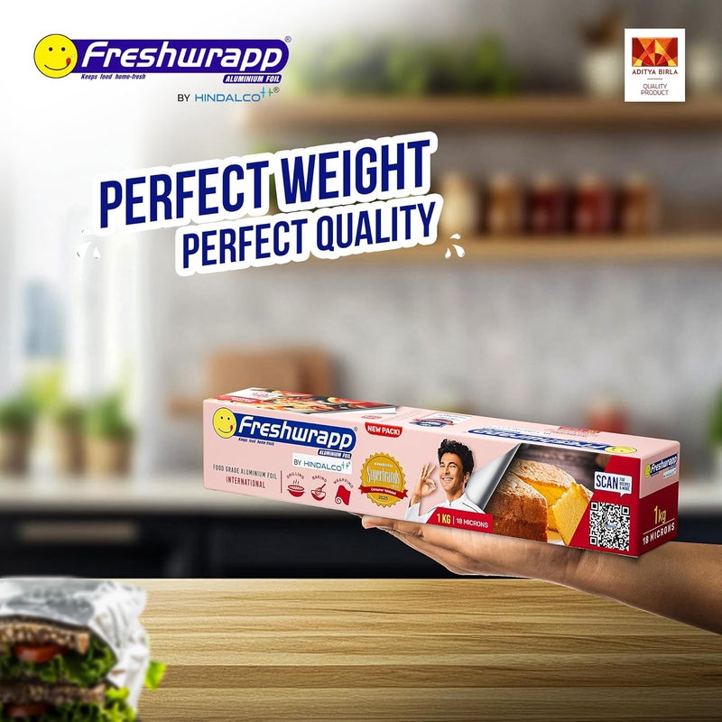Freshwrapp Hindalco International Aluminium Foil 1 Kilo Gram Net, 18 microns |Food Packing, Wrapping , Storing , Serving and Cooking (Baking , Grilling , Roasting, Freezing) - Image 2