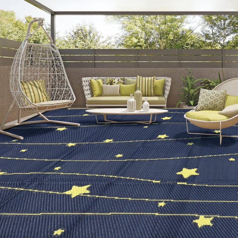 Boulder Bee Outdoor Rugs | Plastic Straw Rug | Waterproof Outdoor Camping Rugs | Quick Drying Picnic Rug | Sand Free Reversible Beach Mats | 5 x 8 Feet | 2.7 lb - Image 1