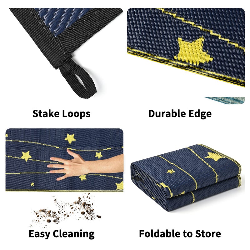 Boulder Bee Outdoor Rugs | Plastic Straw Rug | Waterproof Outdoor Camping Rugs | Quick Drying Picnic Rug | Sand Free Reversible Beach Mats | 5 x 8 Feet | 2.7 lb - Image 3
