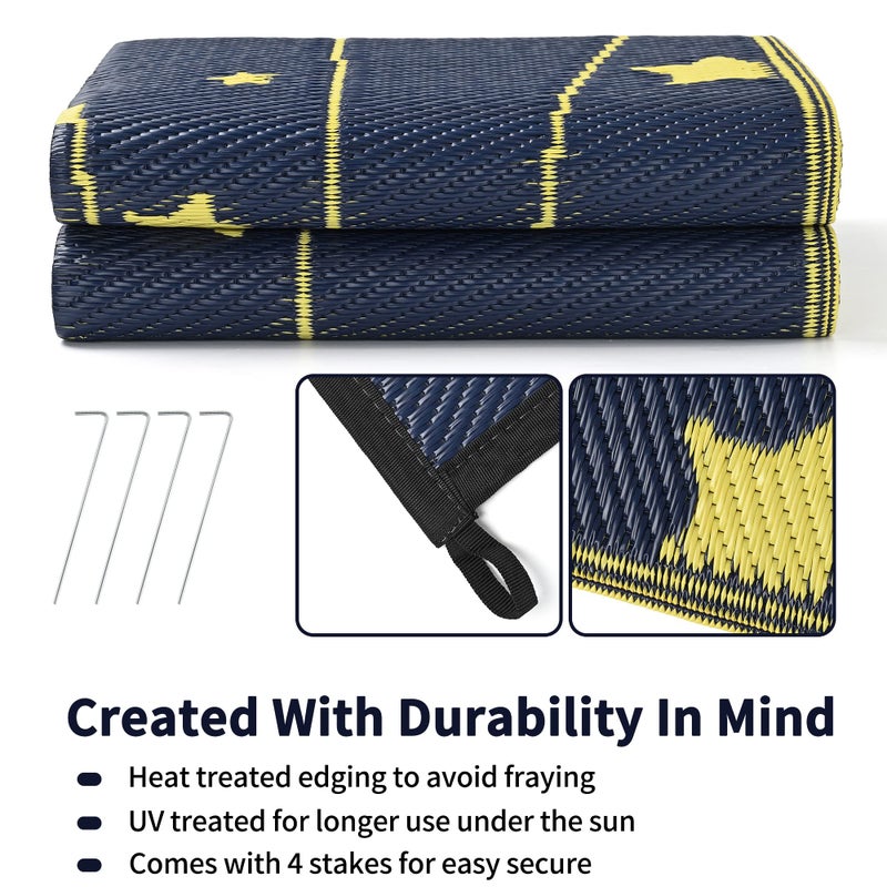 Boulder Bee Outdoor Rugs | Plastic Straw Rug | Waterproof Outdoor Camping Rugs | Quick Drying Picnic Rug | Sand Free Reversible Beach Mats | 5 x 8 Feet | 2.7 lb - Image 4