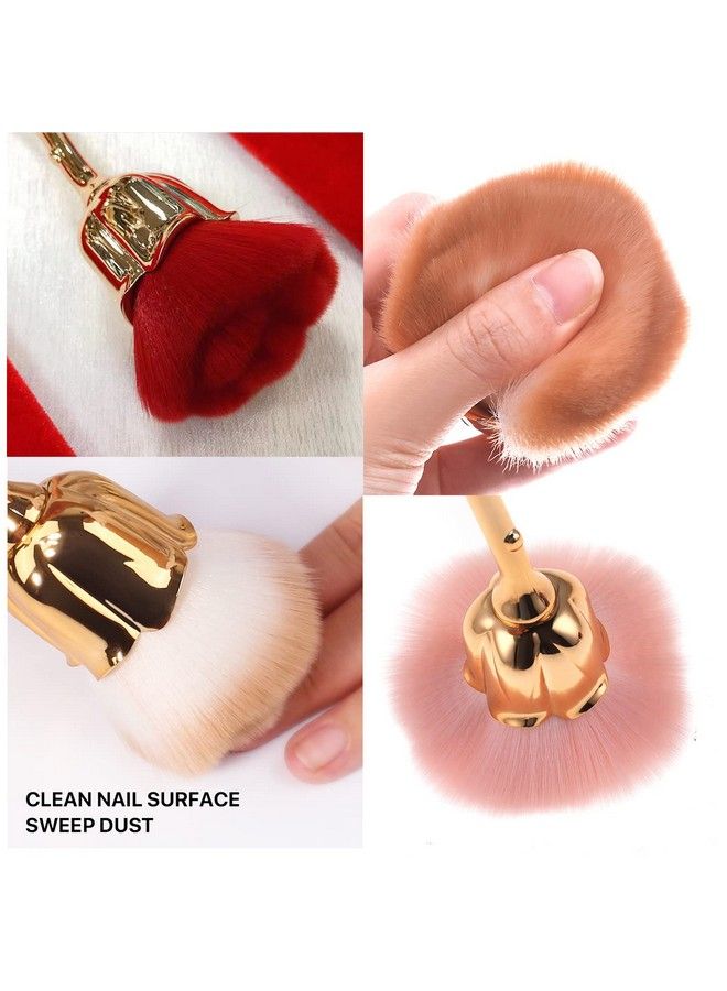 JERCLITY 2 Pieces Rose Makeup Brushes Blush Brush Super Large Face Powder Makeup Brushes Kabuki Brushes For Powder Cosmetic Nail Dust Brush Loose Powder Brush Makeup Manicure (Gold Brown/Gold Red) - Image 4