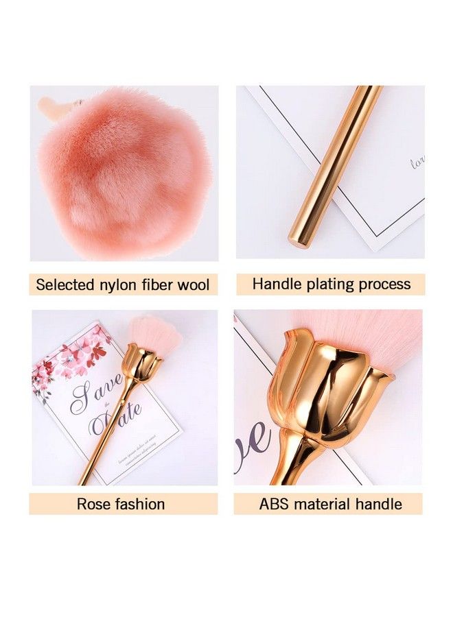 JERCLITY 2 Pieces Rose Makeup Brushes Blush Brush Super Large Face Powder Makeup Brushes Kabuki Brushes For Powder Cosmetic Nail Dust Brush Loose Powder Brush Makeup Manicure (Gold Brown/Gold Red) - Image 5