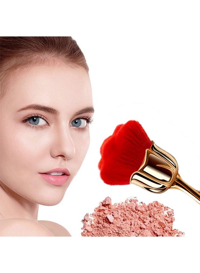 JERCLITY 2 Pieces Rose Makeup Brushes Blush Brush Super Large Face Powder Makeup Brushes Kabuki Brushes For Powder Cosmetic Nail Dust Brush Loose Powder Brush Makeup Manicure (Gold Brown/Gold Red) - Image 3