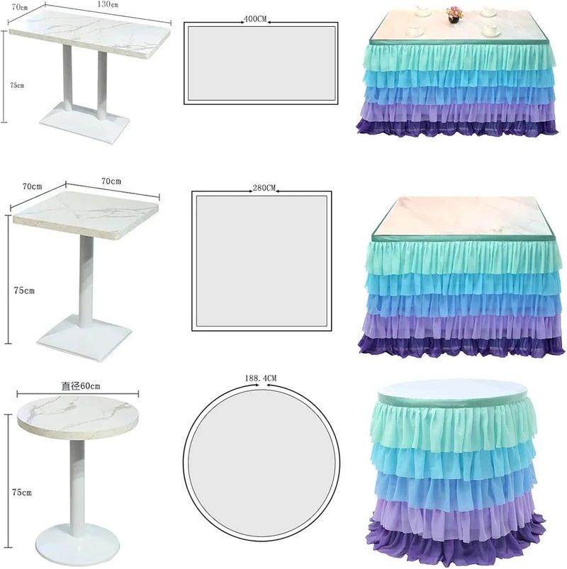 Table Skirt 5 Layers Table Skirt For Birthday Party, DIY Decoration Tulle For Party Table Sweet Birthday Tablecloth(Multi pink,275x77cm) - Image 2