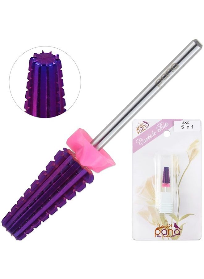Pana Nail Carbide 5 in 1 Bit - Two Way Rotate use for Both Left and Right Handed - Fast remove Acrylic or Hard Gel - 3/32" Shank - Manicure, Nail Art, Drill Machine (Triple Coarse - 3XC, Purple) - Image 3