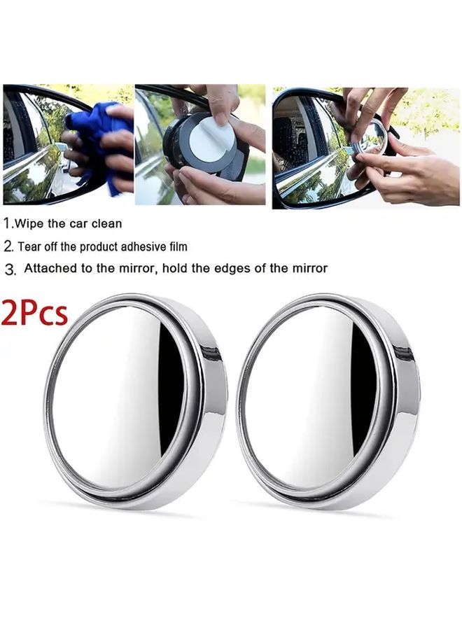 Black 2pcs 360 Degree Adjustable Car Blind Spot Mirrors For Enhanced Safety - Image 4