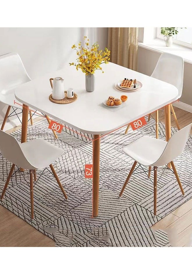 Golden - Dining Table Set,5 Piece Kitchen Table and Chair Set,Modern Leisure Coffee Table Wooden Square Table with 4 Chairs for Living Room Office Meeting Room Kitchen and Cafeterias(80cm) - Image 1