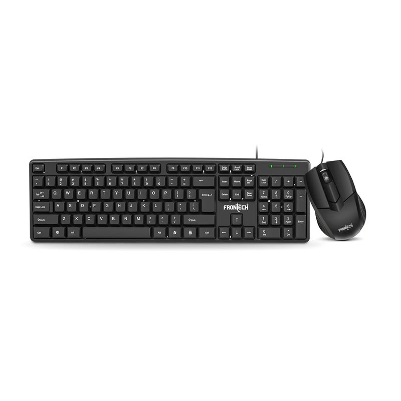 FRONTECH Wired Keyboard and Mouse Combo | Membrane Keys with Retractable Stands | USB Plug & Play | Ergonomic & Comfortable Design | 1 Year Warranty (1692, Black) - Image 1