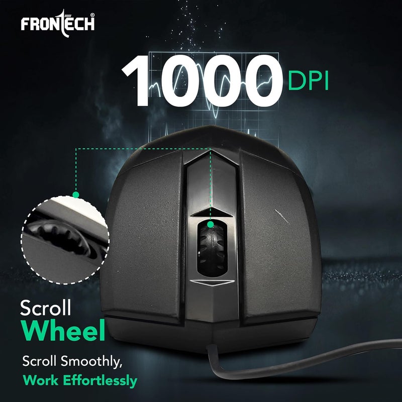 FRONTECH Wired Keyboard and Mouse Combo | Membrane Keys with Retractable Stands | USB Plug & Play | Ergonomic & Comfortable Design | 1 Year Warranty (1692, Black) - Image 5