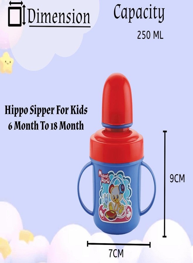 Zerya Hippo Stainless Steel Baby Spout Sipper Cup for Kids/Toddler with Soft Silicone 250 ML (Blue) - Image 4