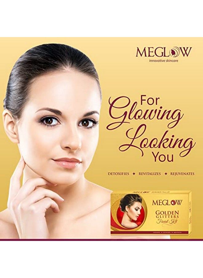 MEGLOW Beauty Combo Pack Of 3 Golden Glitters Facial Kit (105G) With 5 Easy Steps For Golden Glow ;; Gold Bleach ((2)50G) With Prompt Radiance ;; Deeply Cleanses Skin ;; Nourish Hydrate And Soothes The Skin - Image 5