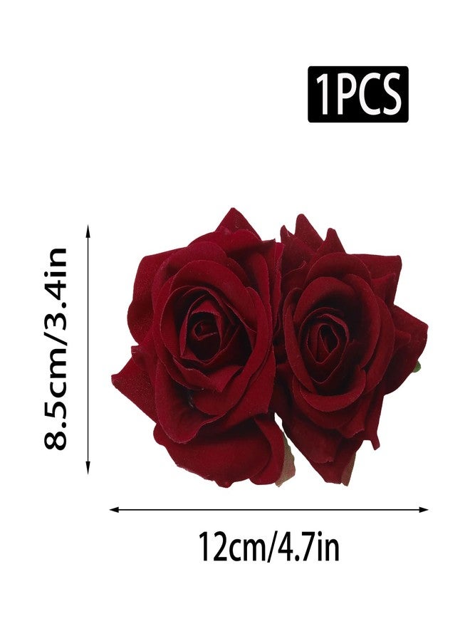 Wuyituart Burgundy Flower Hair Clip Comb Burgundy Hair Accessories Bohemia Flower Hairpin - Image 2