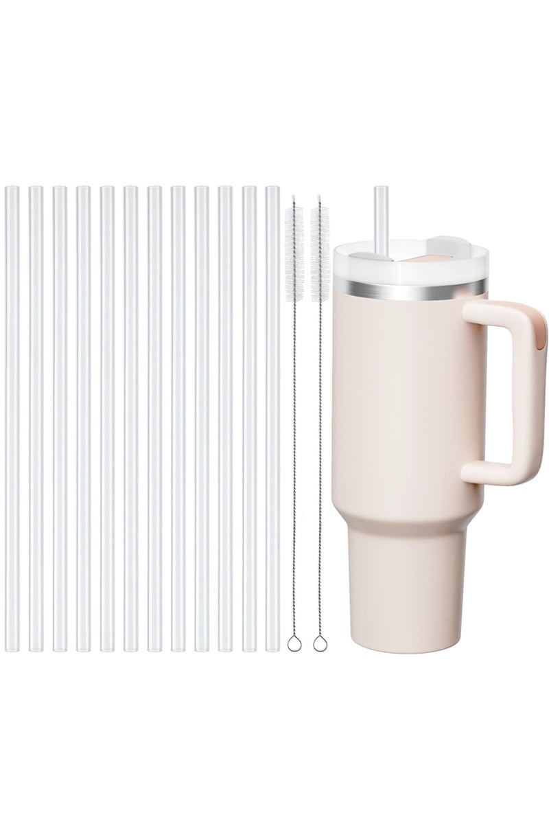 12 قطعة من المصاصات البديلة لكوب ستانلي سعة 40 أونصة، عبوة من 12 مصاصة بلاستيكية شفافة قابلة لإعادة الاستخدام، قطعتان