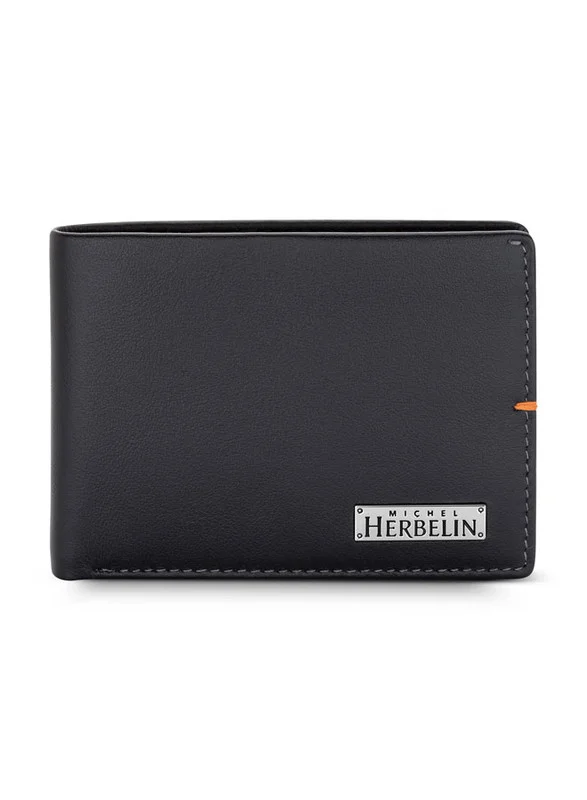 MICHEL HERBELIN Diverge Leather Bi-Fold Black Wallet for Men's