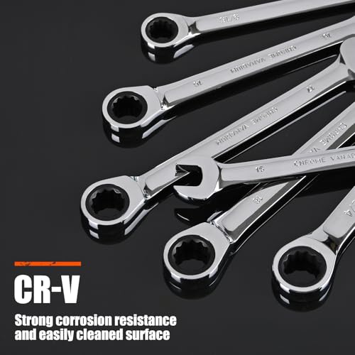 Egofine 7/16 inch Ratcheting Combination Wrench SAE, Industrial Grade Gear Spanner with 12-Point Design, 72-Tooth Ratchet, Chrome Vanadium Steel - Image 4