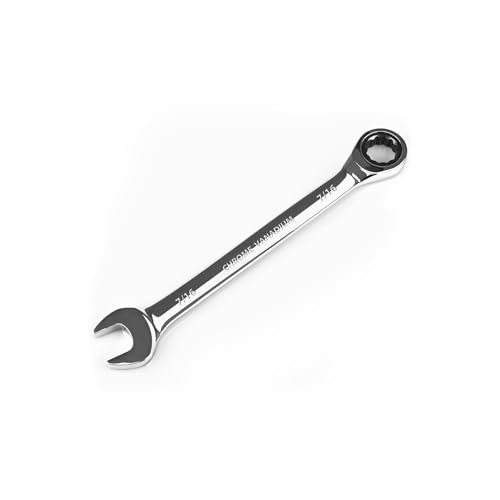Egofine 7/16 inch Ratcheting Combination Wrench SAE, Industrial Grade Gear Spanner with 12-Point Design, 72-Tooth Ratchet, Chrome Vanadium Steel - Image 1