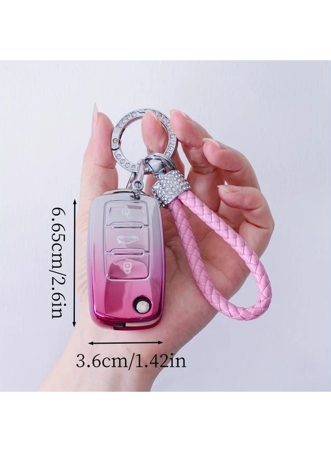 Pink TPU Key Fob Cover For Volkswagen Golf Passat Skoda Octavia Protective Shell - Image 2
