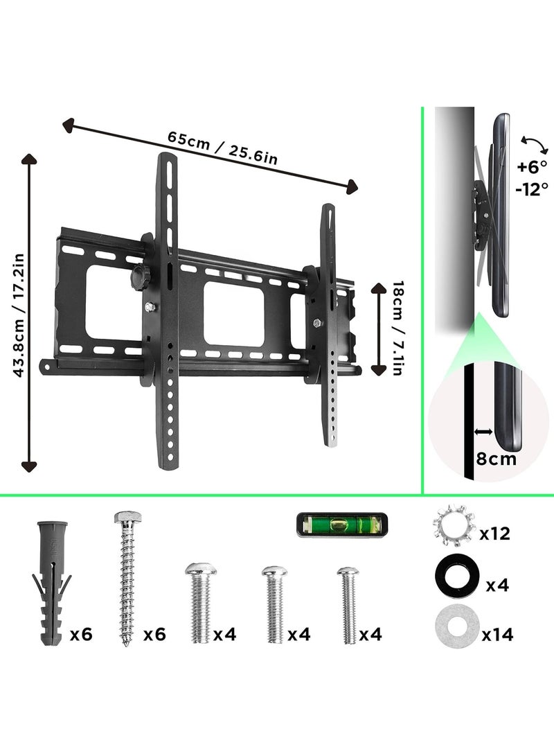TV Wall Mount – Adjustable Tilt for 33–65 Inch Screens, Max VESA 600x400mm, Compatible with LCD/LED/OLED/QLED, Anti-Theft, Heavy Duty - Image 2