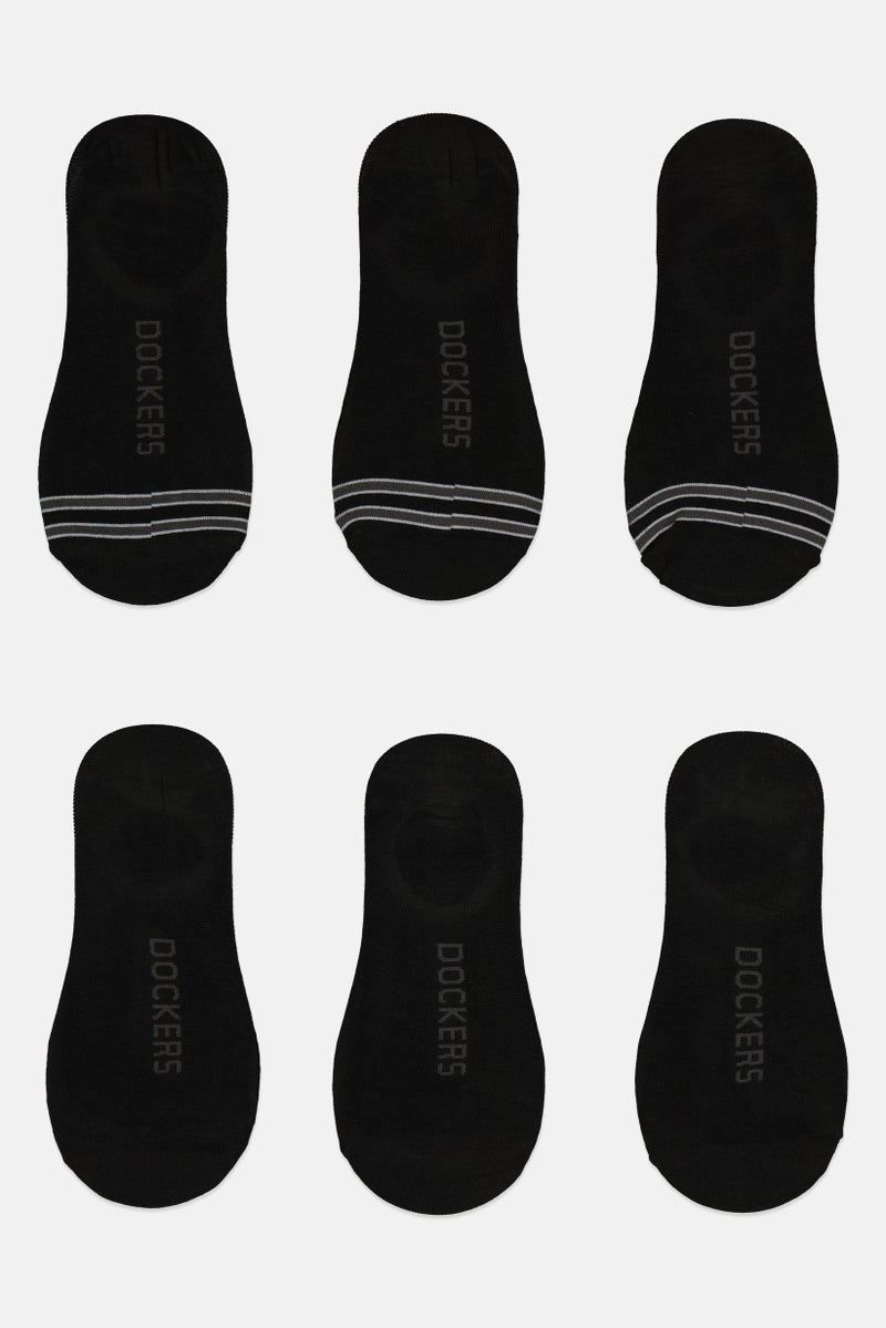 DOCKERS Men 6 Pairs Brand Logo Socks With Silicone Heel Grip, Black  - Image 2