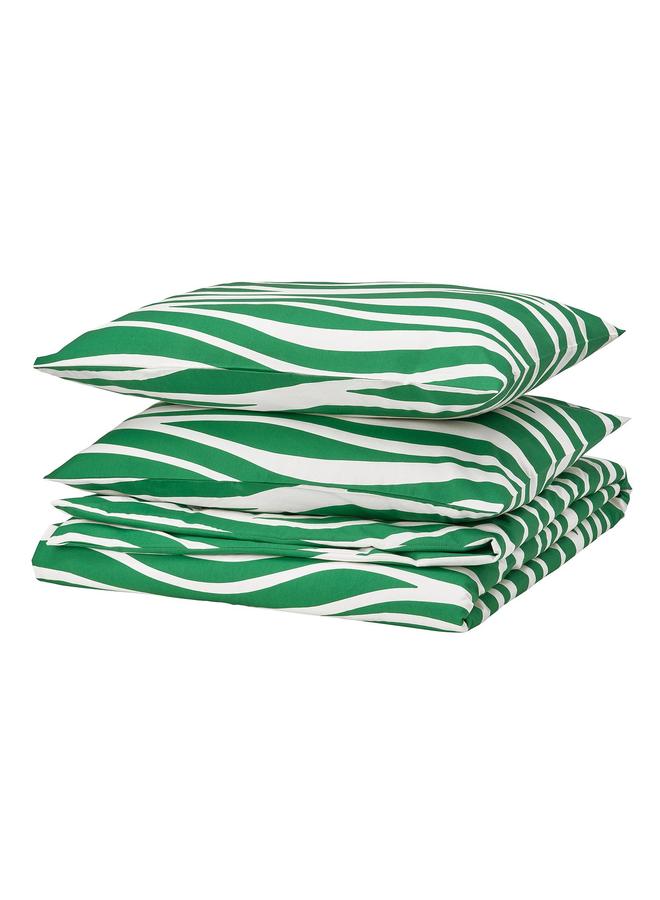 Green Tiger Duvet Cover And 2 Pillowcases, Green/White, 240X220/50X80 Cm - Image 1