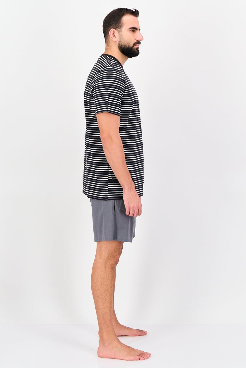 PUMA Men 2 Pcs Stripe Short Sleeve T-Shirt And Shorts Sleepwear, Multicolor - Image 4