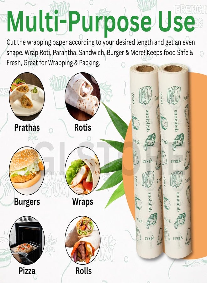GI STORE Original Butter Paper Roll for Roti, Chapati, Paratha, Sandwich, Burger, Heavy Duty Food Wrap, Lunch Box Safe (500g-50meter/Roll) - Image 5