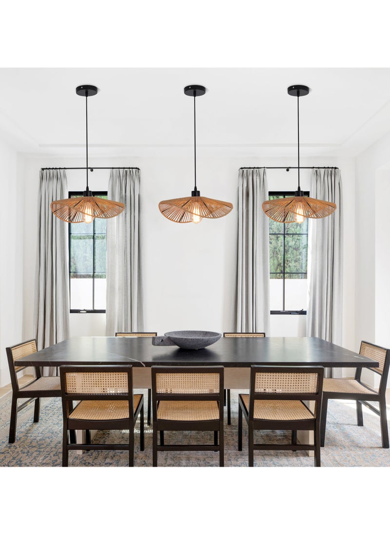 Ganeed - Rattan Pendant Light Fixture Modern Hanging Light Bamboo Handwoven 1-Light Hanging Lamp for Farmhouse Bedroom Living Room Dining Room 41cm - Image 1
