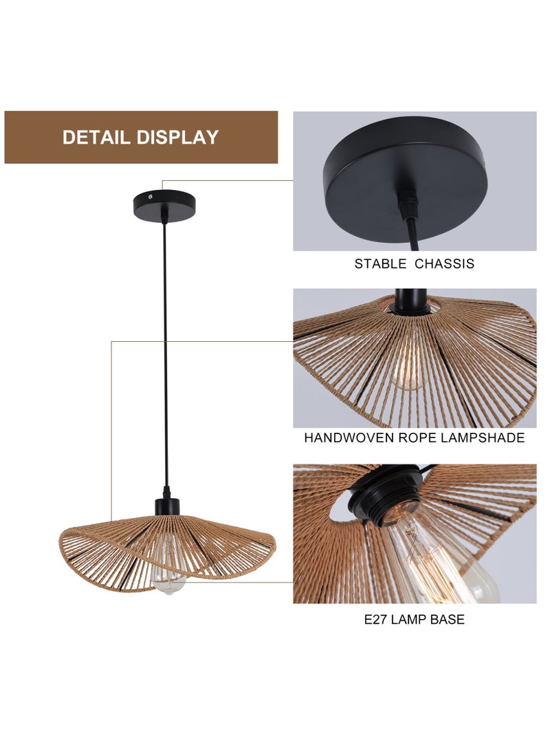 Ganeed - Rattan Pendant Light Fixture Modern Hanging Light Bamboo Handwoven 1-Light Hanging Lamp for Farmhouse Bedroom Living Room Dining Room 41cm - Image 1