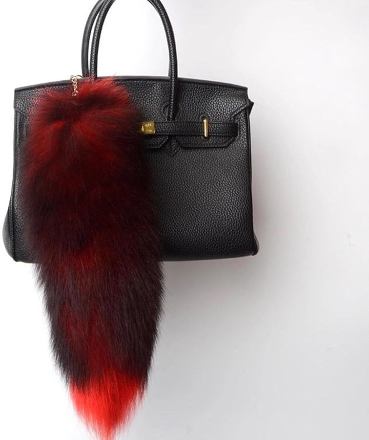 معلاق مفتاح ذيل الثعلب الناعم لسيارة حقيبة ظهر هاتف هدية اللون أ - Image 3