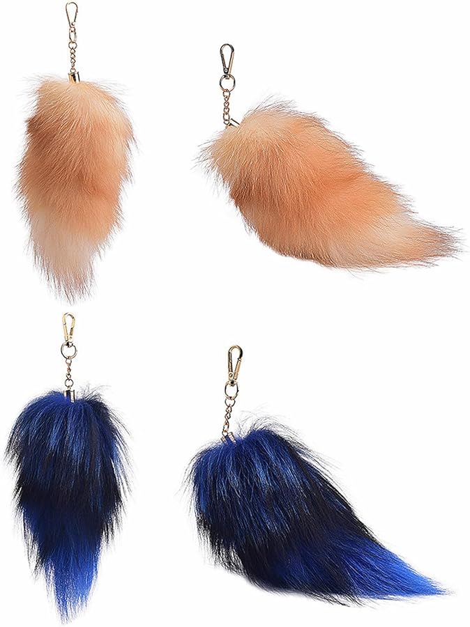 معلاق مفتاح ذيل الثعلب الناعم لسيارة حقيبة ظهر هاتف هدية اللون أ - Image 5