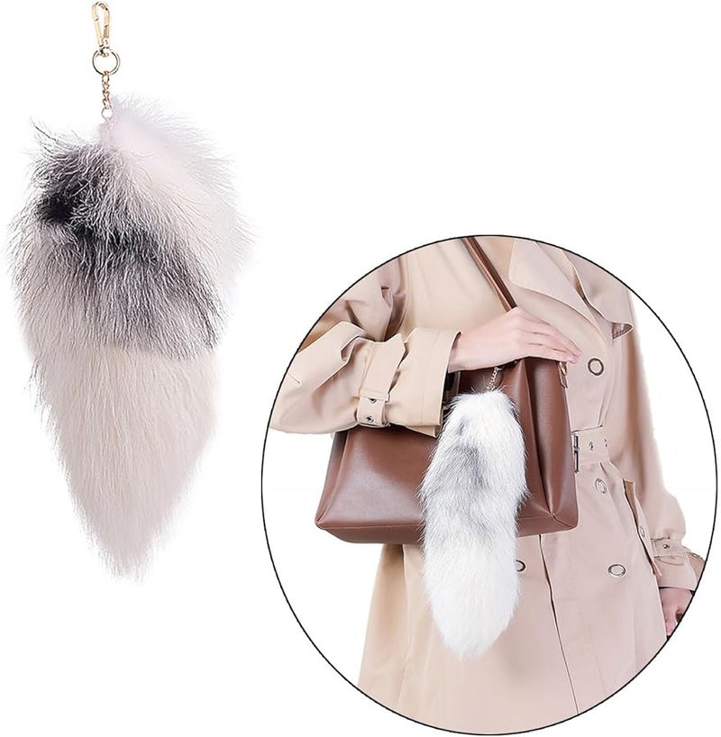 معلاق مفتاح ذيل الثعلب الناعم لسيارة حقيبة ظهر هاتف هدية اللون أ - Image 1