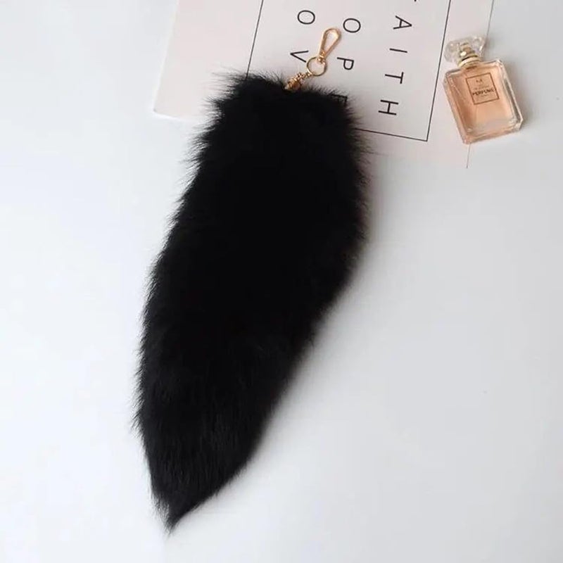 معلاق مفتاح ذيل الثعلب الناعم لسيارة حقيبة ظهر هاتف هدية اللون أ - Image 2