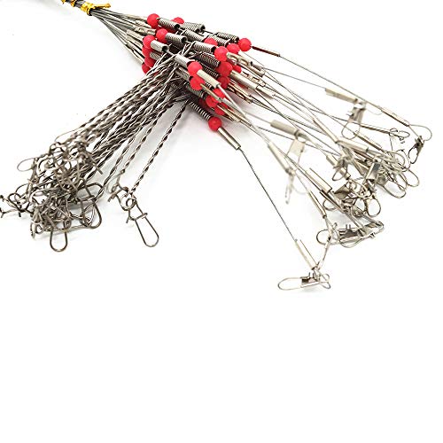 SENYUBBY 10Pcs Wire Trace Leader Rig Stainless Steel 2 Arm Fishing Rigs Tackle Lure Swivel Snaps Beads High-Strength Fishing Wire - Image 3