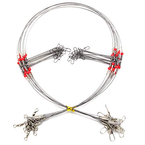 SENYUBBY 10Pcs Wire Trace Leader Rig Stainless Steel 2 Arm Fishing Rigs Tackle Lure Swivel Snaps Beads High-Strength Fishing Wire - Image 1