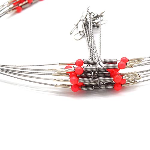 SENYUBBY 10Pcs Wire Trace Leader Rig Stainless Steel 2 Arm Fishing Rigs Tackle Lure Swivel Snaps Beads High-Strength Fishing Wire - Image 4