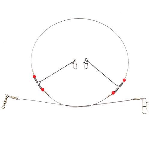 SENYUBBY 10Pcs Wire Trace Leader Rig Stainless Steel 2 Arm Fishing Rigs Tackle Lure Swivel Snaps Beads High-Strength Fishing Wire - Image 2